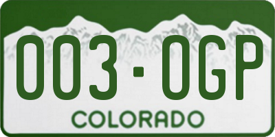 CO license plate 003OGP