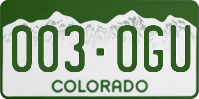 CO license plate 003OGU