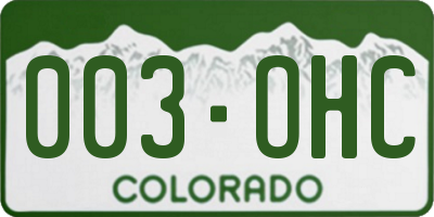 CO license plate 003OHC