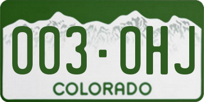 CO license plate 003OHJ