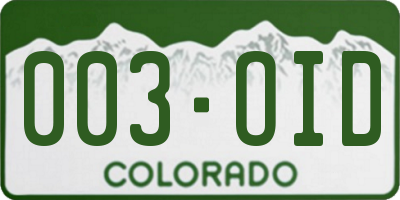 CO license plate 003OID