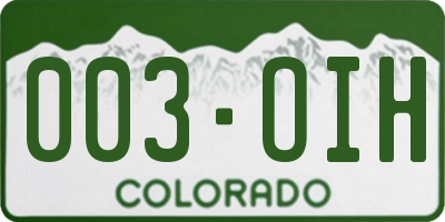 CO license plate 003OIH