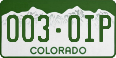 CO license plate 003OIP