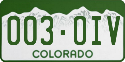 CO license plate 003OIV