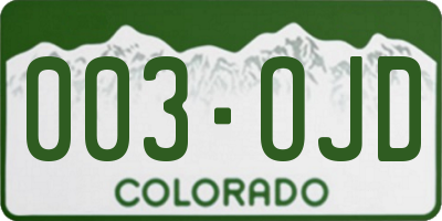 CO license plate 003OJD