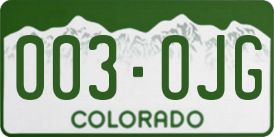 CO license plate 003OJG