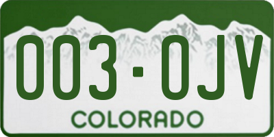 CO license plate 003OJV