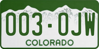 CO license plate 003OJW