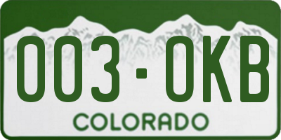 CO license plate 003OKB