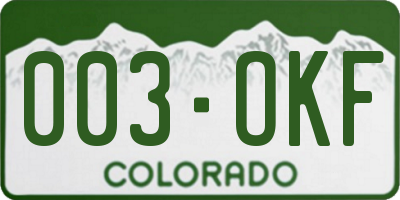 CO license plate 003OKF