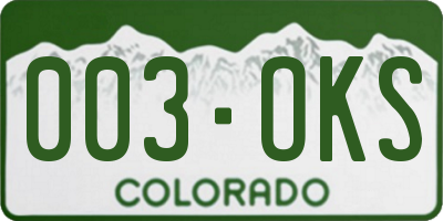 CO license plate 003OKS