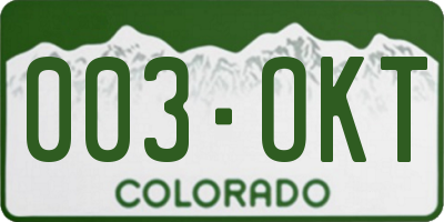 CO license plate 003OKT