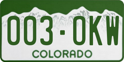 CO license plate 003OKW