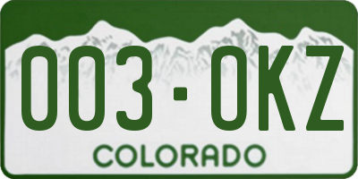 CO license plate 003OKZ