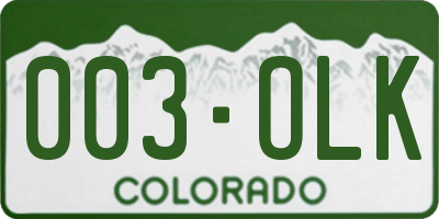 CO license plate 003OLK