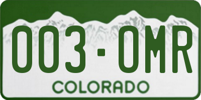 CO license plate 003OMR