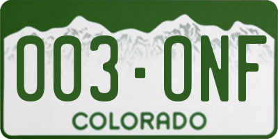 CO license plate 003ONF