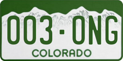 CO license plate 003ONG