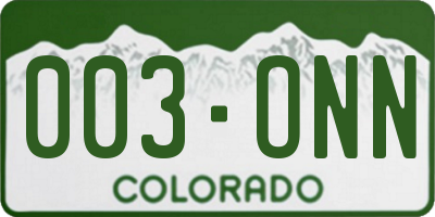 CO license plate 003ONN