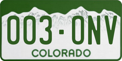 CO license plate 003ONV