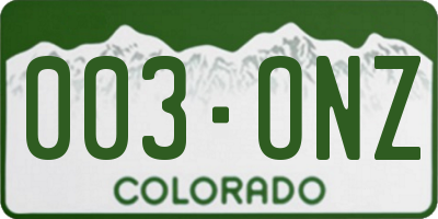 CO license plate 003ONZ