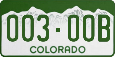 CO license plate 003OOB