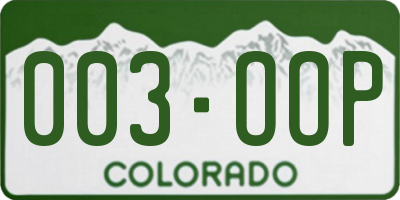 CO license plate 003OOP