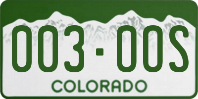 CO license plate 003OOS
