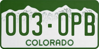 CO license plate 003OPB
