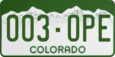 CO license plate 003OPE