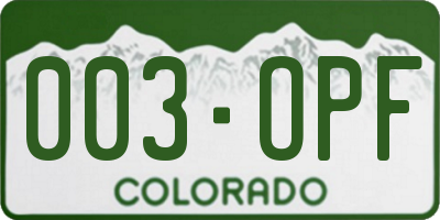 CO license plate 003OPF