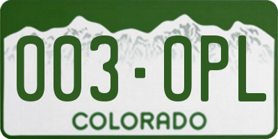 CO license plate 003OPL