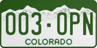 CO license plate 003OPN