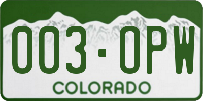 CO license plate 003OPW