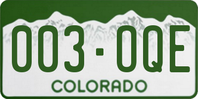 CO license plate 003OQE