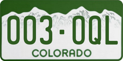 CO license plate 003OQL