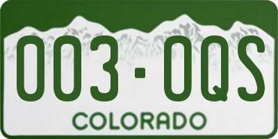 CO license plate 003OQS
