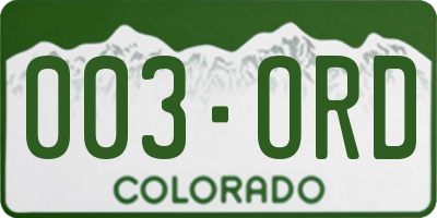 CO license plate 003ORD