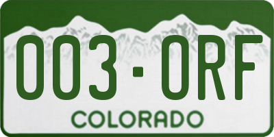 CO license plate 003ORF