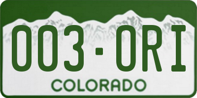 CO license plate 003ORI