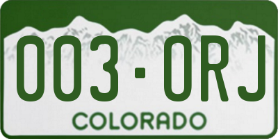 CO license plate 003ORJ