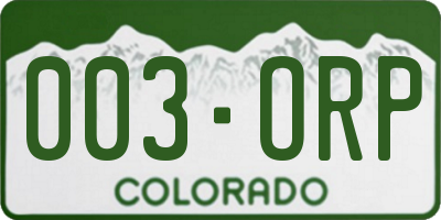 CO license plate 003ORP