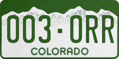 CO license plate 003ORR