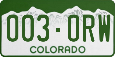 CO license plate 003ORW