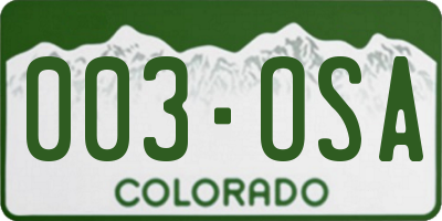 CO license plate 003OSA
