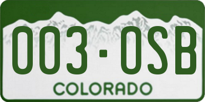 CO license plate 003OSB