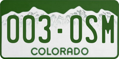 CO license plate 003OSM