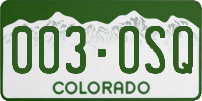 CO license plate 003OSQ