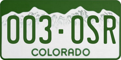 CO license plate 003OSR