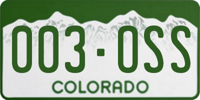 CO license plate 003OSS